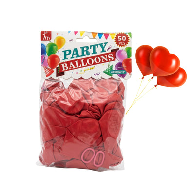 Party Decoration Balloon Kit Heart Shape- Red - Pack Of 50 Pcs