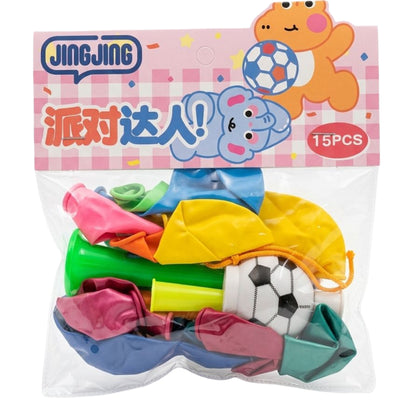 Jing Jing Party Decoration Balloons With Football Shapede Horn - 15Pcs Set
