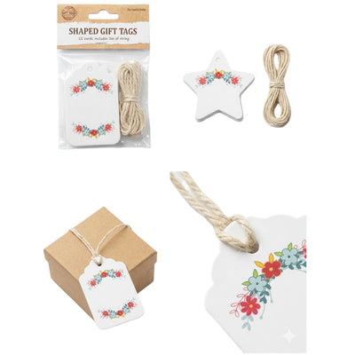 Cardboard Gift Tags Flower Design - Pack Of 12Pcs