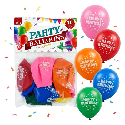 Happy Birthday Theme Party Decoration Balloon - Assorted Colours - Pack Of 10 Pcs