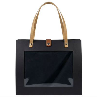Stylish Gift Box With A Transparent Front Window - 28X11.5X23Cm - Black Colour