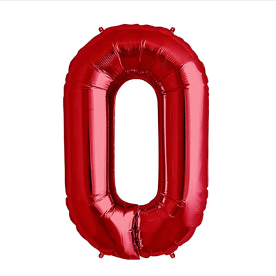 Happy Birthday Party Decoration Foil Balloon Number 0 - Red - 40 Inch