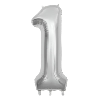 Happy Birthday Party Decoration Foil Balloon Number 1 - Silver - 40 Inch