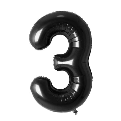 Happy Birthday Party Decoration Foil Balloon Number 3 - Black - 40 Inch