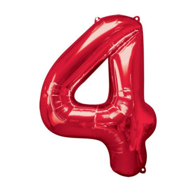 Happy Birthday Party Decoration Foil Balloon Number 4 - Red - 40 Inch