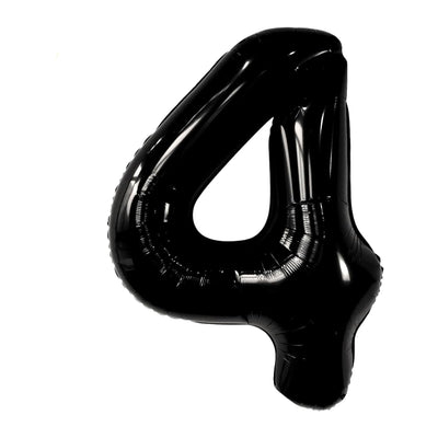 Happy Birthday Party Decoration Foil Balloon Number 4 - Black - 40 Inch
