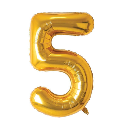 Happy Birthday Party Decoration Foil Balloon Number 5 - Gold - 40 Inch