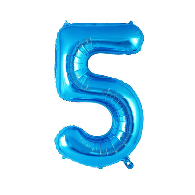 Happy Birthday Party Decoration Foil Balloon Number 5 - Blue - 40 Inch