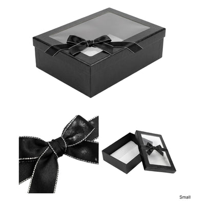 Gift Box With A Transparent Window - Small - 24X6X17Cm -Black Colour