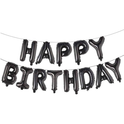 Happy Birthday Party Decoration Banner Balloon - Black ( Uninflated )