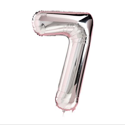 Happy Birthday Party Decoration Foil Balloon Number 7 - Silver - 40 Inch