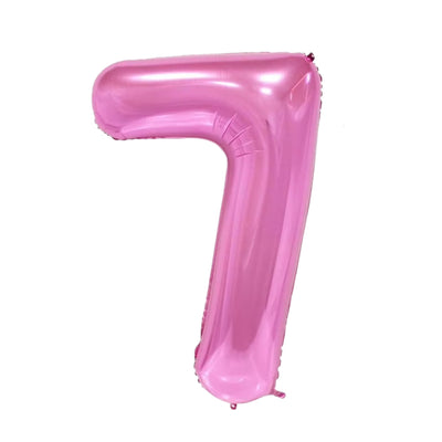 Happy Birthday Party Decoration Foil Balloon Number 7 - Pink - 40 Inch