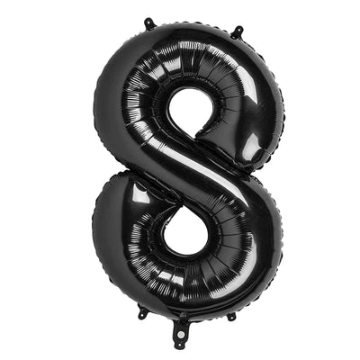 Happy Birthday Party Decoration Foil Balloon Number 8 - Black - 40 Inch
