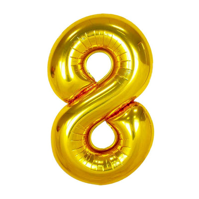Happy Birthday Party Decoration Foil Balloon Number 8 - Gold - 40 Inch
