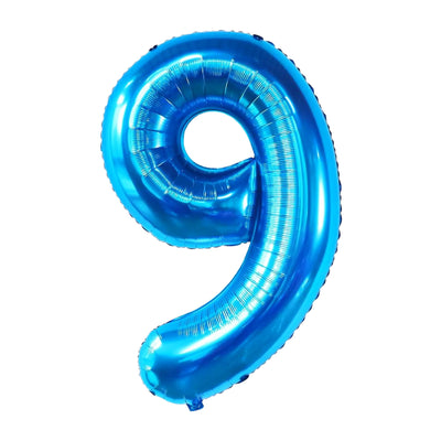 Happy Birthday Party Decoration Foil Balloon Number 9 - Blue - 40 Inch