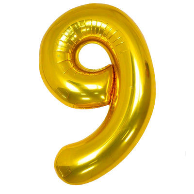 Happy Birthday Party Decoration Foil Balloon Number 9 - Gold - 40 Inch
