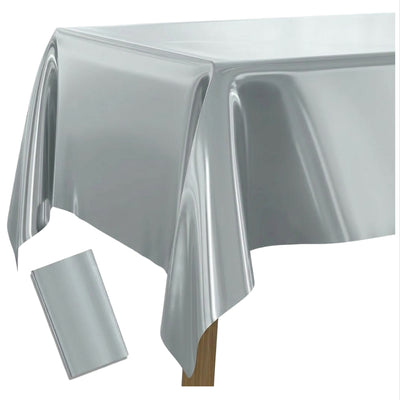 Party Decoration Light Grey Aluminium Foil Tableware - Table Cover 1.37X1.83M