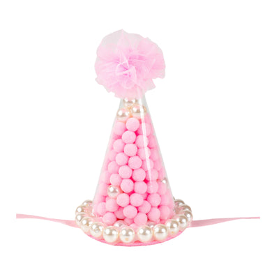 Happy Birthday Party Cone Hat For Kids - Party Cap - Pink