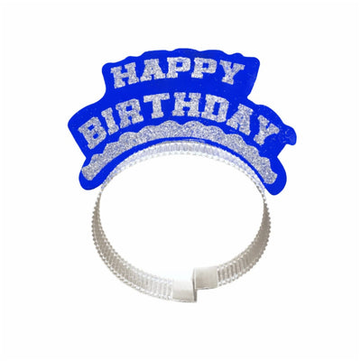 Happy Birthday Party Crown - Blue Colour Kids Birthday Tiara - Pack Of 6 Pcs