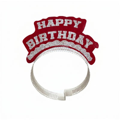 Happy Birthday Party Crown - Red Colour Kids Birthday Tiara - Pack Of 6 Pcs