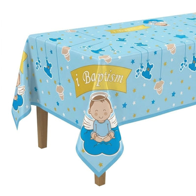 Baby Boy Theme Party Decoration Aluminium Foil Tableware Light Blue - Table Cover - 1.37X1.83M