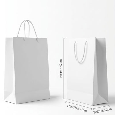 Gift Gloss Bag - Plain White Colour - 42X31X12Cm