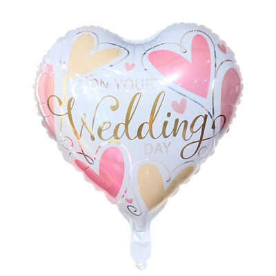 Heart Shaped Wedding Print Foil Balloon - 18 Inch