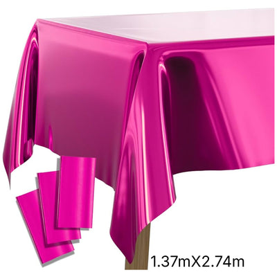 Party Decoration Magenta Aluminium Foil Tableware - Table Cover 1.37X2.74M