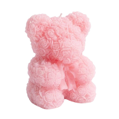 Decorative Party Favor Teddy Bear Candle - Pink