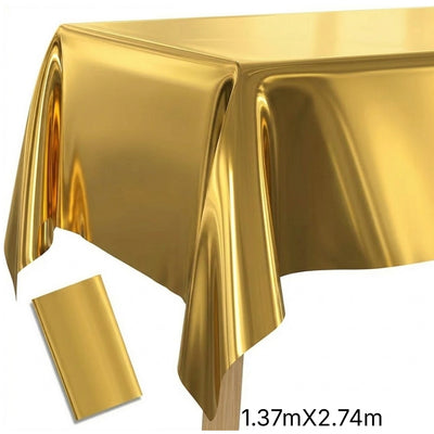 Party Decoration Metallic Gold Aluminium Foil Tableware - Table Cover 1.37X2.74M