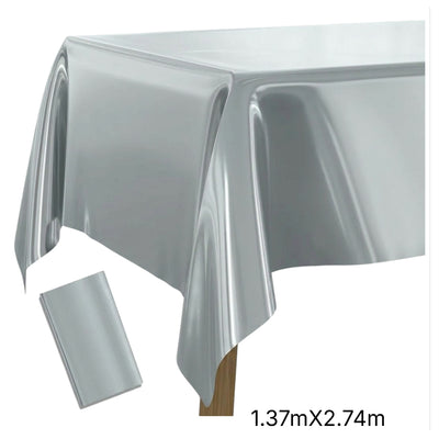 Party Decoration Light Grey Aluminium Foil Tableware - Table Cover 1.37X2.74M