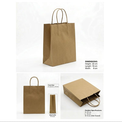 Craft Paper Bag - Brown Colour - 22X16X8Cm