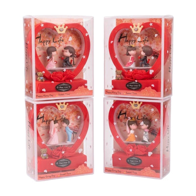 Heart Shape Couple Figurine Showpiece With Led Lighting And Music - Red - Assorted ( 1 Box Only )