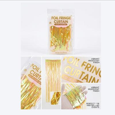 Iridescent Foil Fringe Curtain For Party Decoration - Rain Curtain