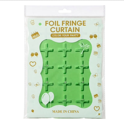 Small Square Foil Fringe Curtain For Party Decoration - Green