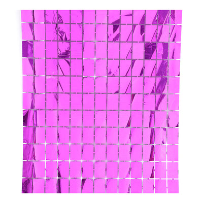 Square Foil Fringe Curtain For Party Decoration - Hot Magenta