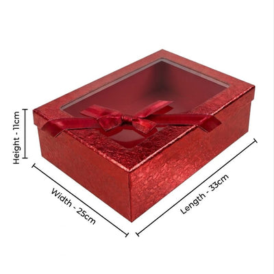 Gift Box With A Transparent Window - Large - 33X11X25Cm - Red Colour