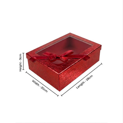 Gift Box With A Transparent Window - Medium - 28X9X20Cm - Red Colour