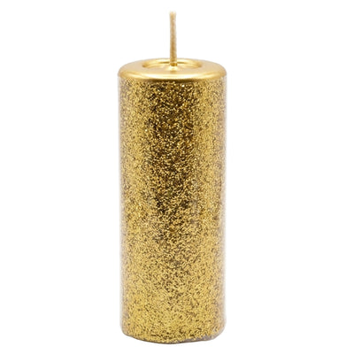 Decorative Glitter Pillar Candle - Gold