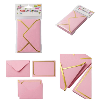 Gold Foil Lining Envelope And Card - Pink - 13X18 Cm ( Pack Of 5 Pcs )