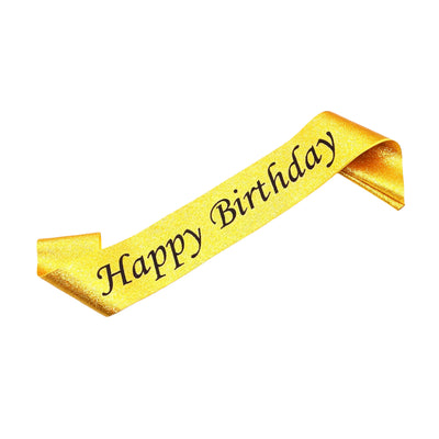 Glittering Happy Birthday Party Sash - Golden Colour