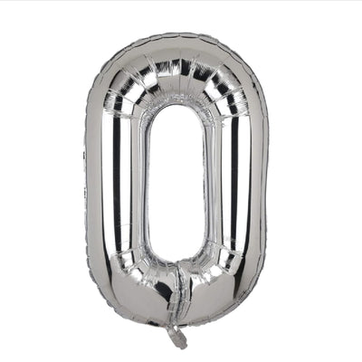 Happy Birthday Party Decoration Foil Balloon Number 0 - Silver - 32 Inch