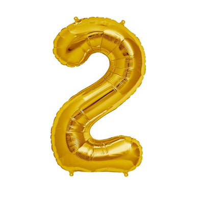 Happy Birthday Party Decoration Foil Balloon Number 2 - Gold - 32 Inch