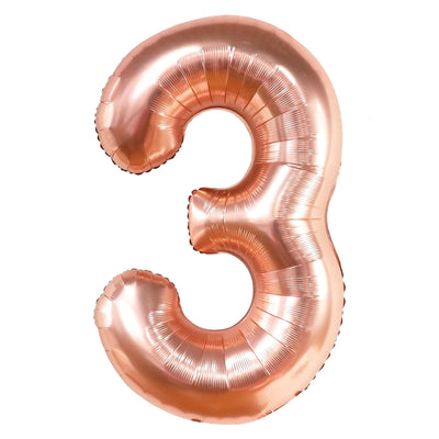 Happy Birthday Party Decoration Foil Balloon Number 3 - Rose Gold - 32 Inch