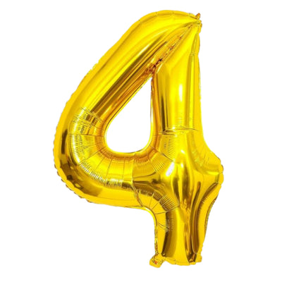 Happy Birthday Party Decoration Foil Balloon Number 4 - Gold - 32 Inch