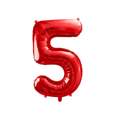 Happy Birthday Party Decoration Foil Balloon Number 5 - Red - 32 Inch