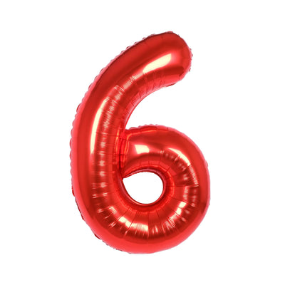 Happy Birthday Party Decoration Foil Balloon Number 6 - Red - 32 Inch
