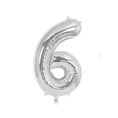 Happy Birthday Party Decoration Foil Balloon Number 6 - Silver - 32 Inch
