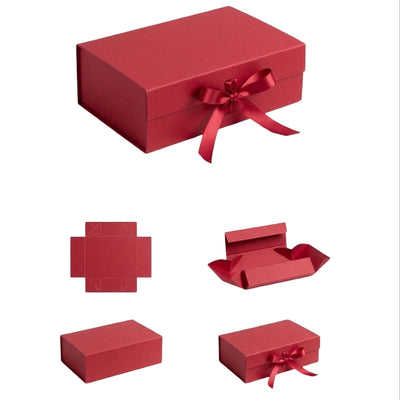 Folding Cardboard Gift Box - Red Colour - 20X18.2X8Cm