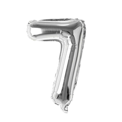 Happy Birthday Party Decoration Foil Balloon Number 7 - Silver - 32 Inch